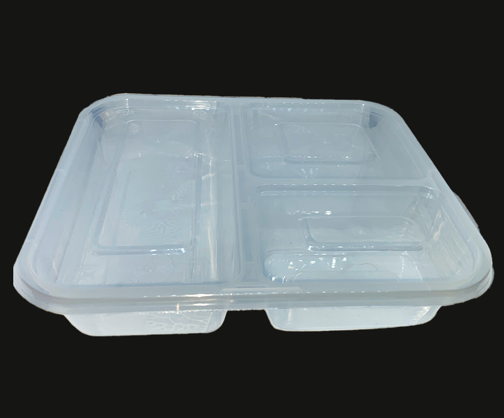 1000ml 正方餐盒連蓋(3分格) 150套/箱
